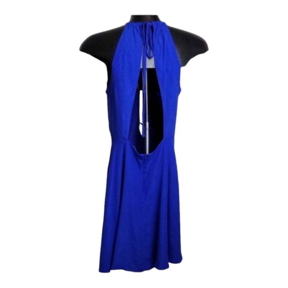Lovers + Friends Journey & Flare dress cobalt Blue Halter mini Cut-out Women's M - Picture 4 of 15